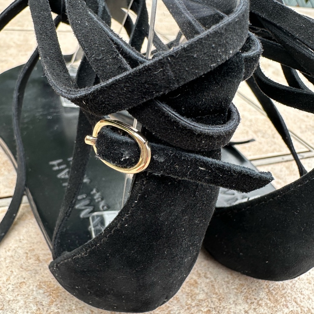 AMINAH ABDUL JILLIL SUEDE LACE UP POINTED SANDALS WITH GLASS - Picture 8 of 13